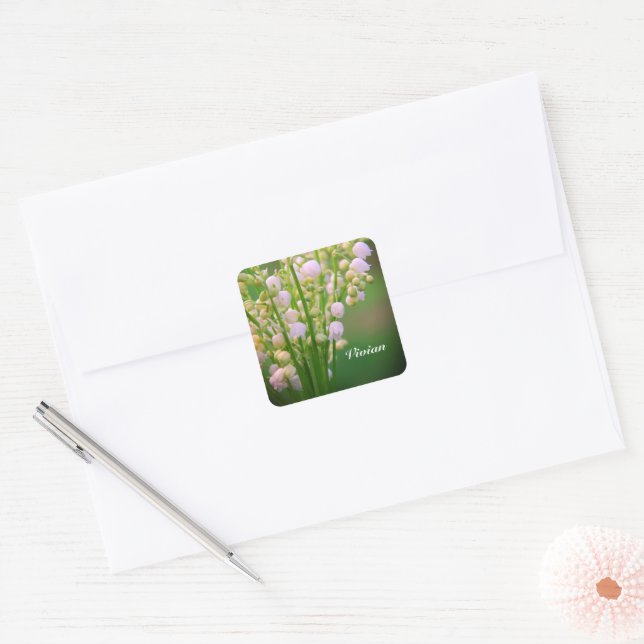 Lily of the valley personalised   square sticker (Envelope)