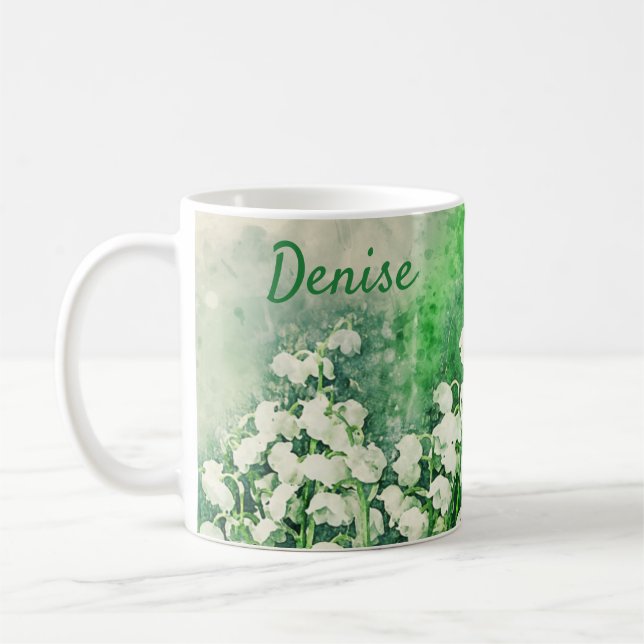 Lily of the Valley Personalized Coffee Mug Cup (Left)