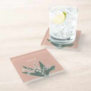 Lily Of The Valley Personalized Glass Coaster