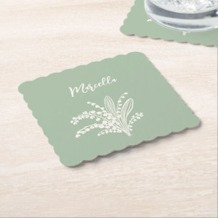 Lily Of The Valley Personalized Paper Coaster
