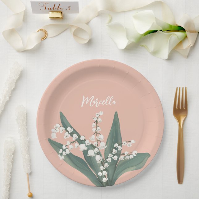 Lily Of The Valley Personalized  Paper Plate (Wedding)