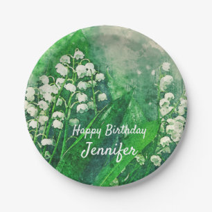 Lily of the Valley Personalized Paper Plates