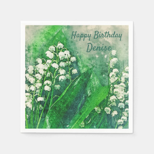 Lily of the Valley Personalized Party Napkins (Front)