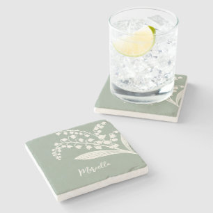Lily Of The Valley Personalized Stone Coaster