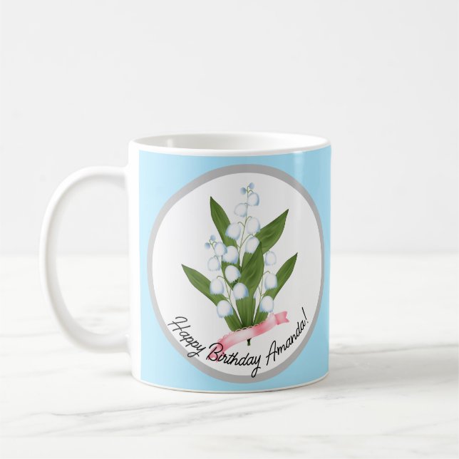 Lily of the valley, retro coffee mug (Left)