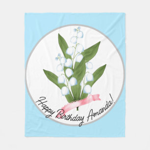 Lily of the valley, retro fleece blanket