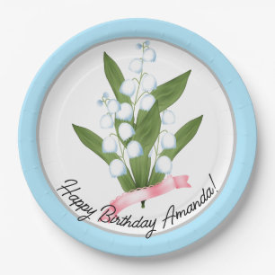 Lily of the valley, retro paper plate