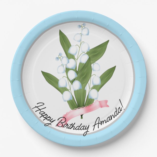 Lily of the valley, retro paper plate (Front)