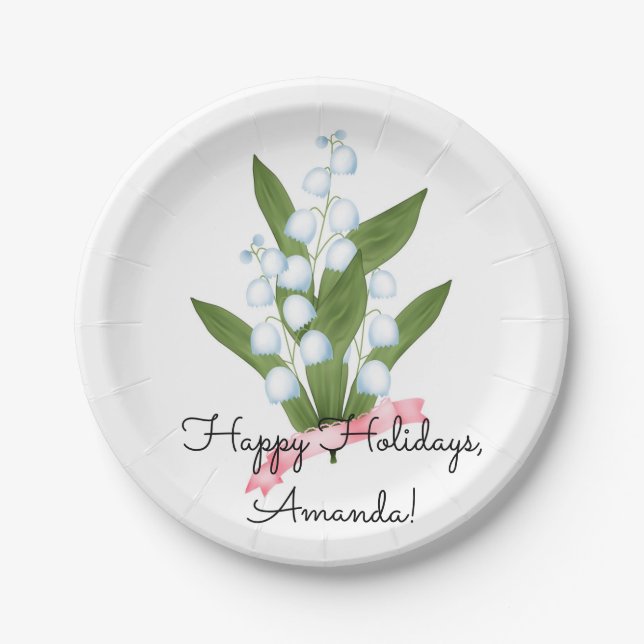 Lily of the valley, retro paper plates (Front)