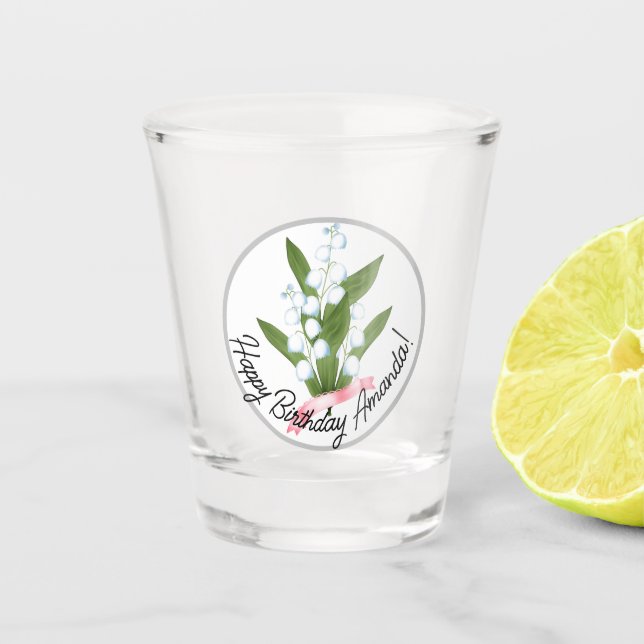 Lily of the valley, retro shot glass (Front)