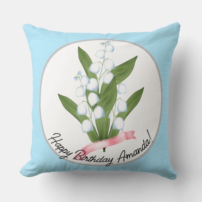 Lily of the valley, retro throw pillow (Front)