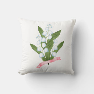 Lily of the valley, retro throw pillow
