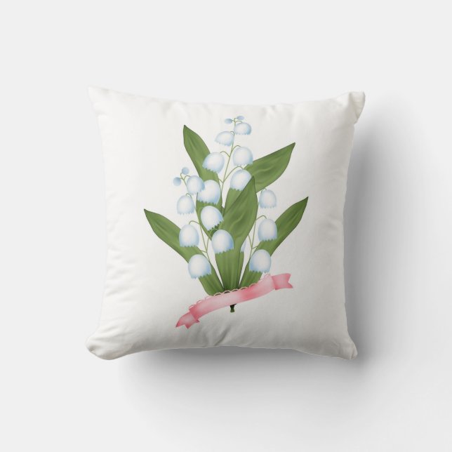 Lily of the valley, retro throw pillow (Front)