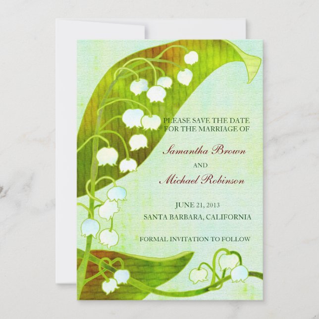 Lily of the Valley Rustic Wedding Save The Date (Front)