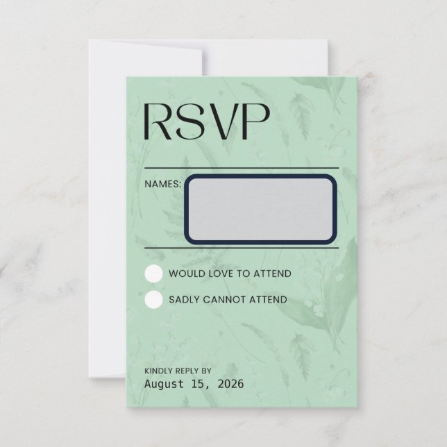 Lily of the Valley - Soft Green RSVP  Card (Front)