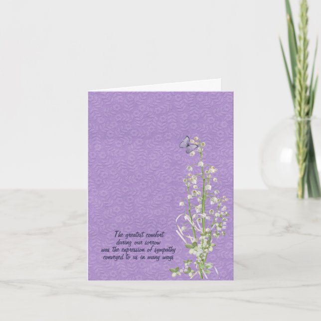 Lily of the Valley sympathy thank you Card (Front)