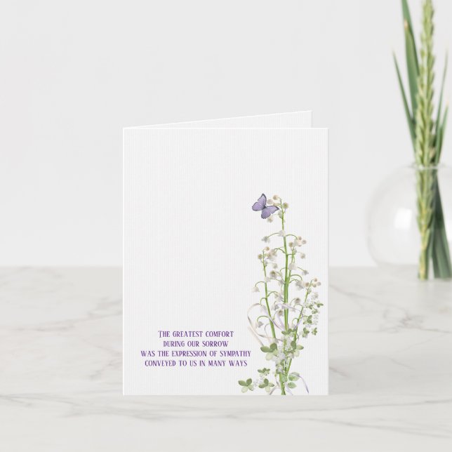 Lily of the Valley sympathy thank you Card (Front)
