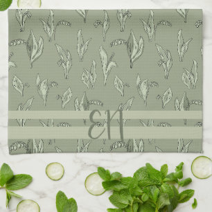 Lily of The Valley Vintage Green Kitchen Towel