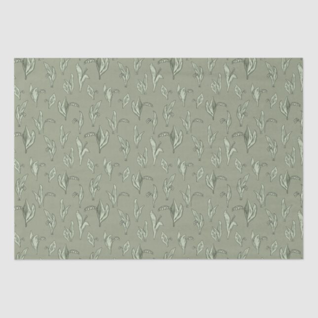 Lily of The Valley Vintage Green Tissue Paper (Front)