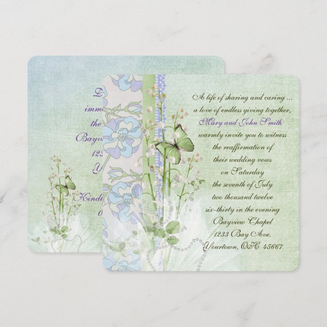 Lily of the Valley Vow Renewal Invitation (Front/Back)