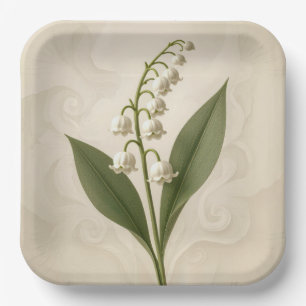 Lily of the Valley Watercolor Paper Plate