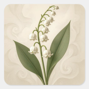 Lily of the Valley Watercolor Square Sticker