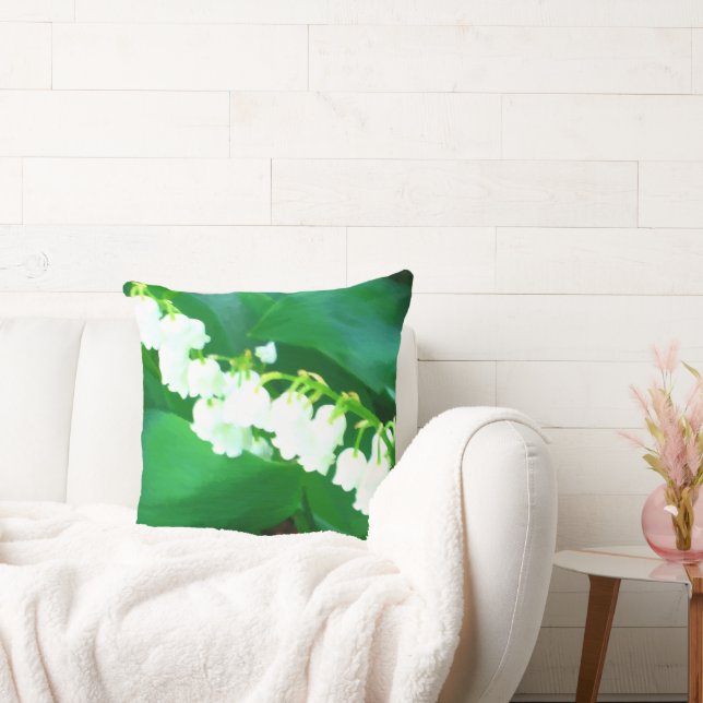 Lily of The Valley Watercolor Throw Pillow (Couch)