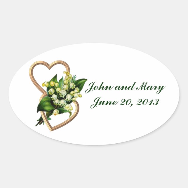 Lily of the Valley Wedding Memories Oval Sticker (Front)