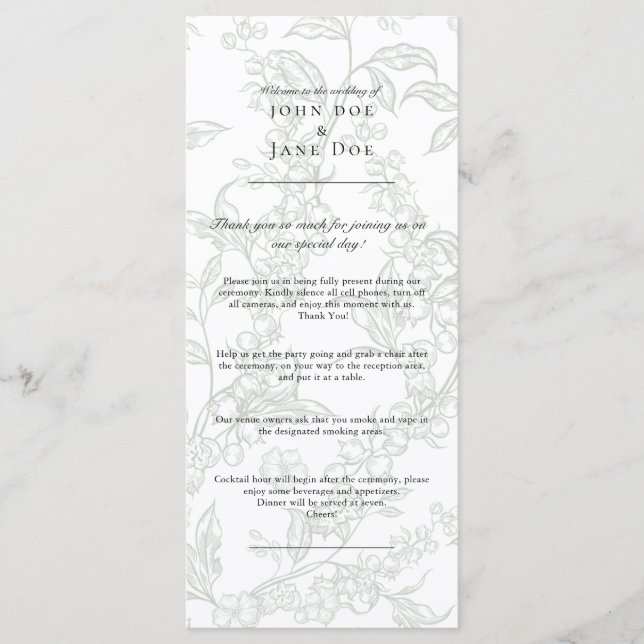 Lily of the Valley Wedding Program (Front)