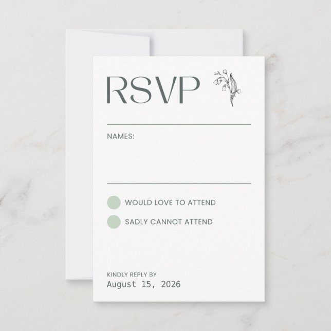 Lily of the Valley - White Collation RSVP Card (Front)