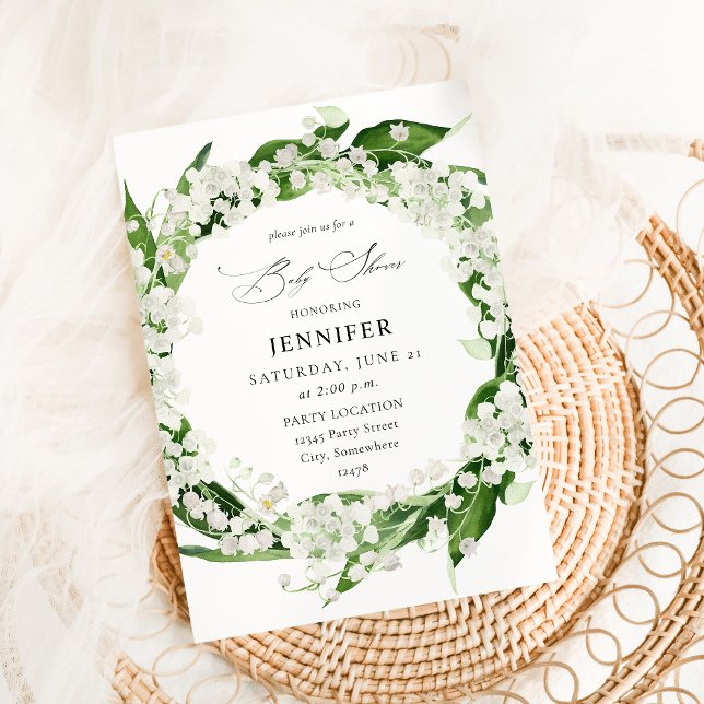 Lily of the Valley White Floral Baby Shower Invitation (Creator Uploaded)