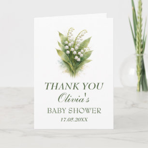 Lily of the Valley White Floral Baby Shower Thank You Card
