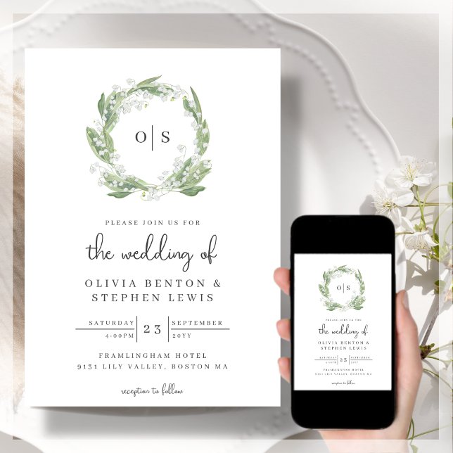 Lily Of The Valley White Floral Wedding  Invitation (Creator Uploaded)