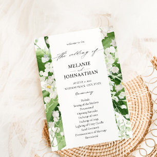 Lily of the Valley White Floral Wedding Program