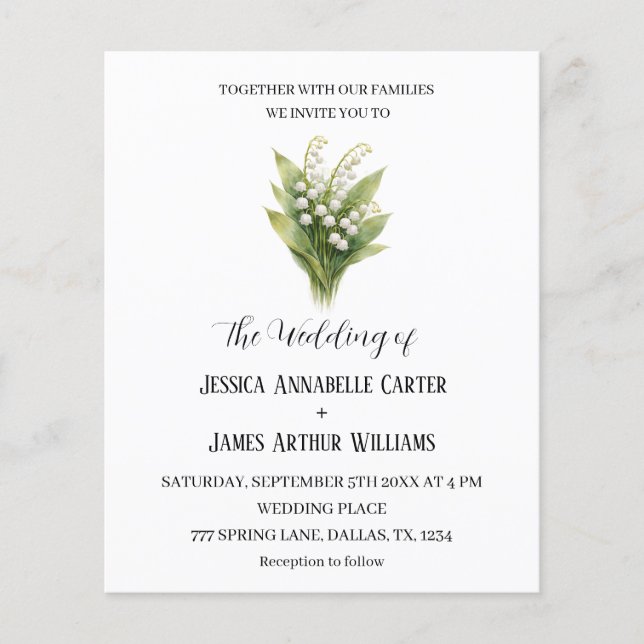 Lily of The Valley White Watercolor Floral Wedding (Front)