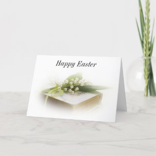 lily of the valley with bible Happy Easter Holiday Card