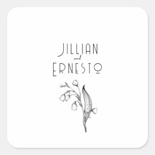 Lily of Valley Collection    White Custom  Square Sticker