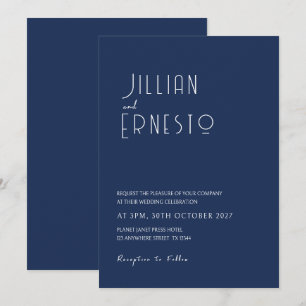 Lily of Valley    Dark Blue Solid Custom Invitation