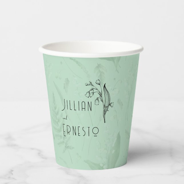 Lily of Valley  || Soft Green Custom  Paper Cups (Front)