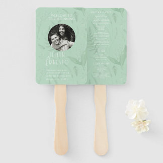 Lily of Valley || Soft Green Photo White Font Hand Fan