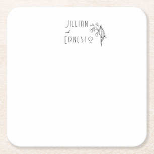 Lily of Valley White Custom Square Paper Coaster