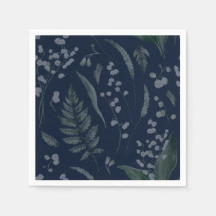 Lily of Valley with Ferns    Dark Blue Napkins