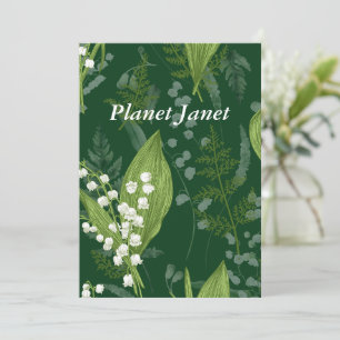 Lily of Valley with Ferns    Dark Green Custom Card