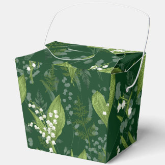 Lily of Valley with Ferns || Dark Green Favor Box