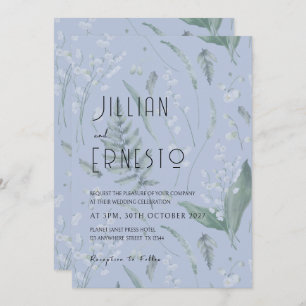 Lily of Valley with Ferns    Light Blue custom Invitation