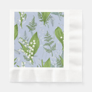 Lily of Valley with Ferns    Light Blue Napkin