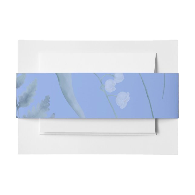 Lily of Valley with Ferns || Medium Blue Invitation Belly Band (Front Example)