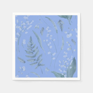 Lily of Valley with Ferns    Medium Blue Napkins