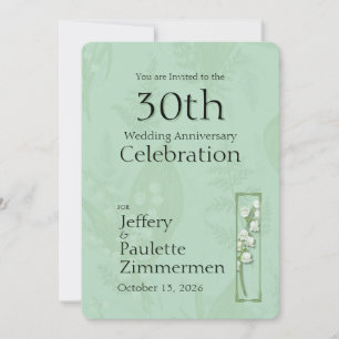 Lily of Valley with Ferns Sage Green Custom Invitation