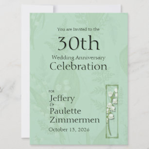 Lily of Valley with Ferns    Sage Green Custom Invitation